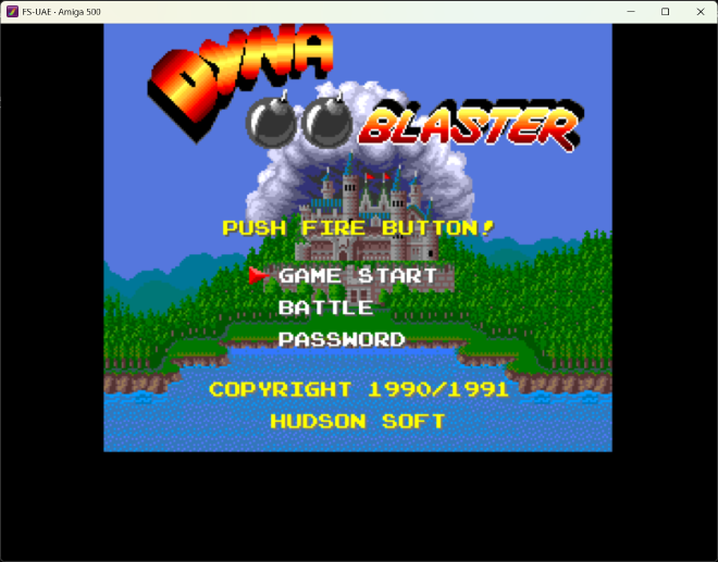 Dyna Blaster running on FS-UAE Amiga 500 emulator
